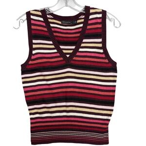 vest top THE LIMITED XS/S vintage striped V neck pullover silk blend fine knit